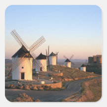 Consuegra, La Mancha, Spain, windmills Square Stickers