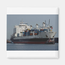 Container ship arriving at Tilbury docks, England Fridge Magnets