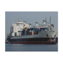 Container ship arriving at Tilbury docks, England Postcard