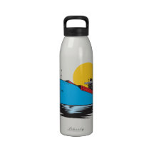 Container Ship Cargo Boat Retro Reusable Water Bottles