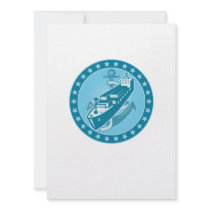 Container Ship With Anchor Stars Retro