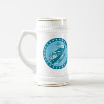 Container Ship With Anchor Stars Retro Coffee Mugs