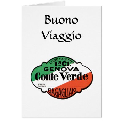 Conte Verde 1st Class Baggage Label Greeting Cards by SonoLeTre