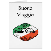 Conte Verde 1st Class Baggage Label Greeting Cards