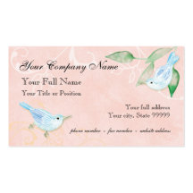 Contemporary Birds 'n Swirls Rose Business Cards