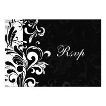 Contemporary Black and White Swirl Custom Invites