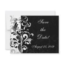 Contemporary Black and White Swirl Personalized Invites