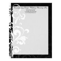 Contemporary Black and White Swirl Custom Letterhead