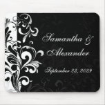 Contemporary Black and White Swirl Mouse Pad
