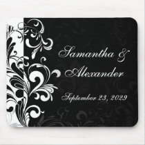 Contemporary Black and White Swirl Mouse Pad