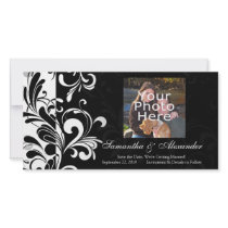 Contemporary Black and White Swirl Photo Greeting Card