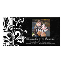 Contemporary Black and White Swirl Photo Greeting Card