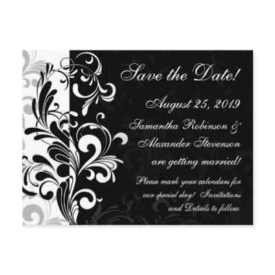 Contemporary Black and White Swirl Postcards by CustomInvites