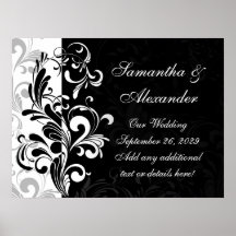 Contemporary Black and White Swirl Poster