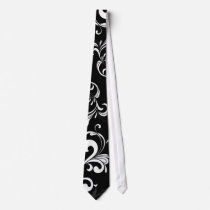Contemporary Black and White Swirl Neck Wear