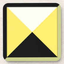 Contemporary Black and Yellow Triangles Drink Coasters