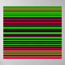 Contemporary black green and pink stripes posters