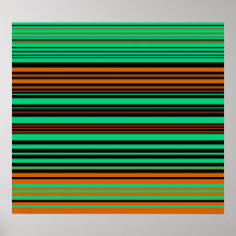Contemporary black orange and green stripes posters