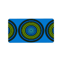 Contemporary blue and green circles address label