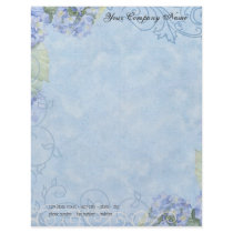 Contemporary Blue Hydrangeas n Swirls Stationery