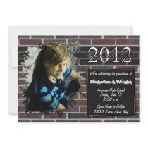 Contemporary Brick Grunge Graduation Invitation