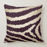 Contemporary Brown Jagged Zebra Print Throw Pillow