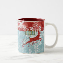 Contemporary Christmas Reindeer Noel Coffee Cup Mug