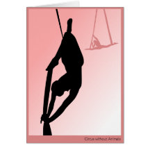 Contemporary circus, two girl silhouette greeting card