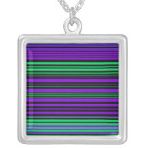 Contemporary dark purple green and black stripes custom jewelry