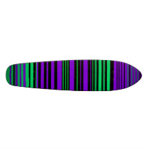 Contemporary dark purple green and black stripes skate deck