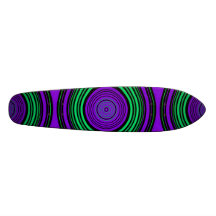 Contemporary dark purple green circles skateboard deck