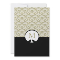 Contemporary Deco Lovebird Wedding Invitations