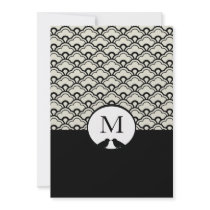 Contemporary Deco Lovebird Wedding Invitations