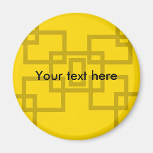Contemporary gold squares on yellow fridge magnets