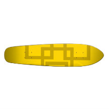Contemporary gold squares on yellow skateboard