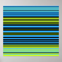 Contemporary green blue and black stripes poster