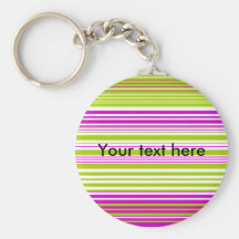 Contemporary green white and pink stripes key chains