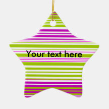 Contemporary green white and pink stripes christmas tree ornament