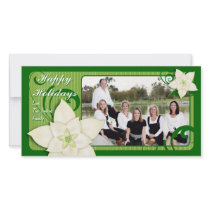 Contemporary Holiday Poinsettia Photo Greeting Card