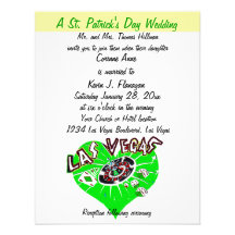 Contemporary Las Vegas St Patrick's Day Wedding Personalized Announcements