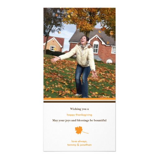 Contemporary leaf Thanksgiving photo greeting Photo Card