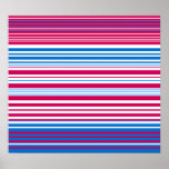 Contemporary light blue pink and white stripes posters