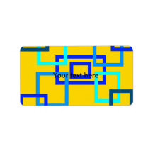 Contemporary light blue squares on yellow personalized address label