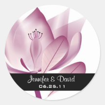 Contemporary Magnolia Wedding Favor Sticker