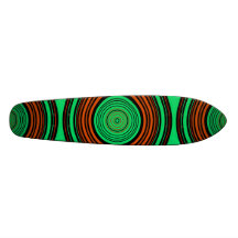 Contemporary orange and green circles skateboard