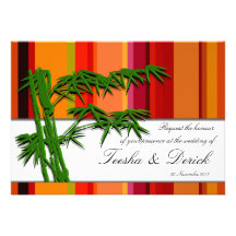 contemporary oriental wedding invitation card by K