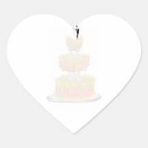Contemporary Pastel Wedding Cake with Wine Glass P Heart Stickers
