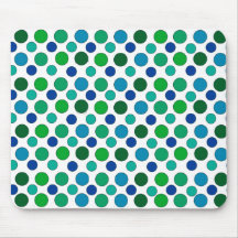 Contemporary Polka Dot Pattern in Blues and Greens Mouse Pads
