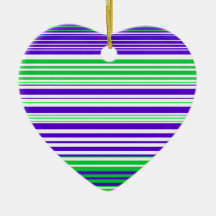 Contemporary purple white and green stripes christmas tree ornament