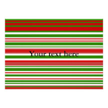 Contemporary red green and white stripes personalized announcements